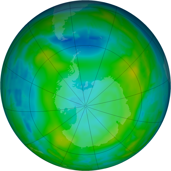 Antarctic ozone map for 11 June 2010
